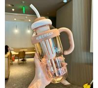 Yuanpgky Vaso de plástico con pajilla, botella de 1300 ml a prueba de fugas, construcción ligera de grado alimenticio, tapa a prueba de derrames con práctico popote para acampar al aire libre y (E)