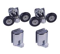 YUANQIAN 4 x guías/rodillos/ruedas/rieles para ganchos de mampara de ducha, diámetro 25 mm (2 rodillos 25 mm 2 ganchos)