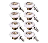 YUANQIAN 8 ruedas para puerta de ducha, diámetro de 19 mm, color blanco, 19 mm x 5 mm (bola de acero inoxidable, 8 piezas con tornillo)