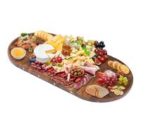 YUANQIAN Tabla magnética de madera de acacia grande de 66 cm x 33 cm, tabla de queso, tablas de servir para entretenimiento, hermoso juego de tablas de embutidos semicirculares cuadradas de madera de