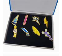YUANstore Aplicable a Pocket Monster Generation 1-6 Gym Badge Collection Box, juego de 8 piezas, regalo para niños y niñas, 3.0cm-4.0cm, Metal de zinc, No es una piedra preciosa