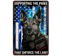 YuanTao Letrero divertido de hojalata con texto en inglés "Supporting The Paws That Enforce The Laws" para bar, pub, comedor, cafetería, decoración del hogar, póster artístico retro vintage de 8 x 12
