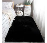 YUANWAN Alfombra de Salón 140 x 190 cm Lavable y Antideslizante Alfombras de Habitacion Lavables y Antideslizante para Salón Dormitorio y Zonas Interiores, Negro