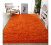 YUANWAN Alfombra de Salón 90 x 100 cm Lavable y Antideslizante Alfombras para Dormitorios Alfombras Salón Pelo Largo para La Sala de Estar Salón O Dormitorio, Naranja