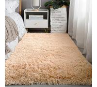 YUANWAN Alfombra Decorativa 130 x 250 cm Antideslizante Resistente Alfombra Habitación Lavables Alfombra de Pelo Largo para Interiores Estar Habitación, Beige