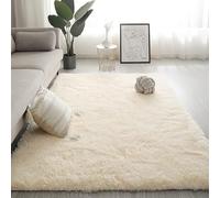 YUANWAN Alfombra Decorativa 200 x 300 cm Lavable y Antideslizante Alfombras Modernas Super Suaves de La Pelusa para La Sala de Estar Salón O Dormitorio, Blanquecino