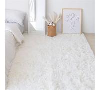 YUANWAN Alfombra Decorativa 200 x 90 cm Antideslizante Resistente Alfombras para Dormitorios Alfombras Salón Pelo Largo para Interiores Estar Habitación, Blanco