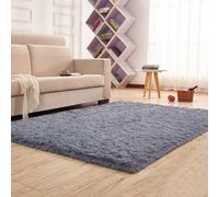 YUANWAN Alfombra Lavable 120 x 90 cm Lavable y Antideslizante Alfombra Salon Pelo Largo Lavables Alfombras Pasillo para Interiores Estar Habitación, Gris