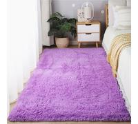 YUANWAN Alfombra Lavable 190 x 110 cm Antideslizante Resistente Alfombras Modernas Super Suaves de La Pelusa para Salón Dormitorio y Zonas Interiores, Morado