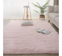 YUANWAN Alfombra Moderna 190 x 190 cm Antideslizante Resistente Alfombra Esponjosa de Cama Washable Anti-Slip Carpet para Interiores Estar Habitación, Rosa
