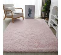 YUANWAN Alfombra Salón 180 x 110 cm Lavable y Antideslizante Alfombras Dormitorio Modernas Pelo Largo Lavables para Salón Dormitorio y Zonas Interiores, Rosa Claro