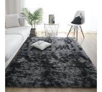 YUANWAN Alfombras de Área 100 x 240 cm Lavable y Antideslizante Alfombras Dormitorio Modernas Pelo Largo Lavables para La Sala de Estar Salón O Dormitorio, Gris Oscuro