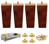 Yuanyifenglin Juego de 4 patas cónicas de trapecio de madera para muebles, patas de repuesto para muebles de mediados de siglo con placa de montaje y tornillos (A/15 cm)