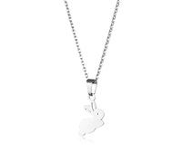 YUANYIRAN Lindo Pequeño Conejo Blanco Colgante Collar - Creativo Conejo Callejero Animal Cadena De Clavícula Brillante Hip Hop Charm Collares Accesorios para Niñas Mujeres Joyería Regalo,Silver,45Cm