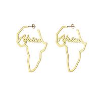 YUANYIRAN Mapa De África Pendientes De Tachuelas - Ahueca hacia Fuera Las Letras De África Pendientes Personalidad Simple Moda Exagerada Pendientes Étnicos De Hip Hop para Mujeres Regalos para Dama