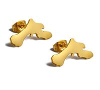 YUANYIRAN Mapa De Bonaire Ear Stud Pendientes - País Antillas Étnicas Países Bajos Bandera Pendientes Hip Hop Bandera Mundial Pendientes Patrióticos para Mujeres Damas Joyas Regalos,Oro
