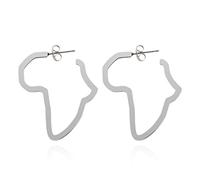YUANYIRAN Mapa De Forma Africana Pendientes De Botón De Oreja - Contorno Hueco Retro Étnico Hip Hop Pendientes Joyería De Tendencia Bandera Mundial Pendientes Patrióticos para Mujeres Regalos De D