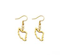 YUANYIRAN Mapa De Irán Pendientes De Gancho para La Oreja - Moda Hip Hop Ranian Esquema Pendientes Stud Mapas del Mundo Étnicos Patrióticos Pendientes Exagerados para Mujeres Damas Joyas Regalos,Or
