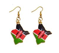 YUANYIRAN Mapa De Kenia Pendientes De Gancho para La Oreja - Mujeres País Kenia Mapas Bandera Étnico Pendiente Grande Patriótico Hip Hop Mundo Pendientes para Damas Encanto Joyas Regalos De Fiesta,