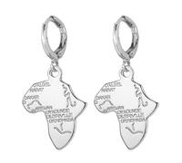 YUANYIRAN Nombre Africano Mapa Hebilla Pendientes - Mujeres Moda Círculo País Gran Pendiente Hip Hop Bandera Mundial Pendientes Patrióticos para Damas Encanto Joyas Regalos De Fiesta, Astilla