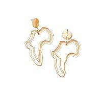 YUANYIRAN Pendientes De Aro con Mapa De África - Moda Étnica Clásica Mapa Gota Mujeres Piercing Pendientes País Hip Hop Bandera Patriótica Encanto Joyas para Damas Regalos De Fiesta,Oro