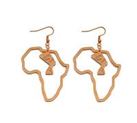 YUANYIRAN Pendientes De Gancho para La Oreja con Mapa Africano De Contorno - Mujeres Étnicas Reina Egipcia Nefertiti Pendientes Más Grandes País Hip Hop Mundo Patriótico Pendientes para Damas Rega