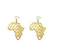 YUANYIRAN Pendientes De Gancho para La Oreja con Mapa Africano - Mujeres Country Hollow out Hipérbole Pendientes Étnicos Hip Hop World Patriotic Pendientes Personalizados para Damas Joyas Regalos De