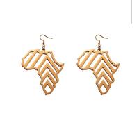 YUANYIRAN Pendientes De Gancho para La Oreja con Mapa Africano - Pendientes Étnicos De Hipérbole Huecos para Mujeres del País Pendientes Personalizados Patrióticos del Mundo De Hip Hop para Damas