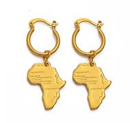 YUANYIRAN Pendientes De Hebilla De Oreja De Mapa De África - Hip Hop Etíope Nigeria Pendientes Grandes Stud Mapas del Mundo Pendientes Exagerados Patrióticos Étnicos para Mujeres Regalos De Joyer