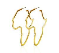 YUANYIRAN Pendientes Grandes De Mapa De África Exagerados para Mujer - Pendientes De Perno De Oreja Geométricos Huecos Joyería Personalizada De Moda De Verano para Damas Regalo De Fiesta Elegante D