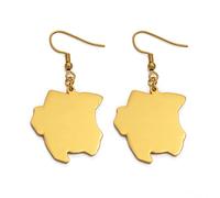 YUANYIRAN 'Surinam Mapa Ear Stud Pendientes - Mujer País Sranan Sarnam Étnico Pendiente Hip Hop Mundo Patriótico Personalizado Pendientes para Damas Joyas Regalos De Fiesta,Oro