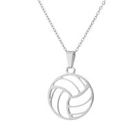 YUANYIRAN Voleibol Recorte Colgante Collar - Voleibol Creativo Clavícula Cadena Hip Hop Encanto Personalidad Collares Joyas para Hombres Y Mujeres Collares Accesorios De Regalo,Silver,45Cm