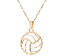 YUANYIRAN Voleibol Recorte Colgante Collar - Voleibol Creativo Clavícula Cadena Hip Hop Encanto Personalidad Collares Joyas para Hombres Y Mujeres Collares Accesorios De Regalo,Oro,45Cm