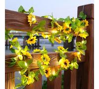YUANYUYING Guirnalda de Girasoles Solares, Luces LED Artificiales Impermeables para Jardín, Cercas, Paisajes, Bodas y Fiestas Navideñas (20LED)