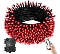 YUANYUYING Luces de cadena de batería con control remoto, luces de hadas de control remoto 4M 40LED, impermeable operado con caja de batería para jardín, patio, cerca (rojo)
