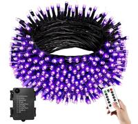 YUANYUYING Luces de cadena de batería con control remoto, luces de hadas de control remoto 4M 40LED, impermeable operado con caja de batería para jardín, patio, cerca (púrpura)