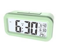 Yuanzeco Reloj digital de luz nocturna de 4.5 pulgadas con pantalla grande con visualización de temperatura, reloj despertador de repetición de ancianos con pilas, oficina, niños (verde)