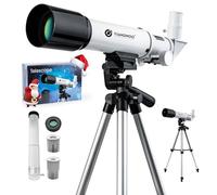 YUANZIMOO Telescopio para niños, apertura de 50 mm, 360 mm, telescopio astronómico portátil para adultos principiantes con trípode mejorado, color blanco