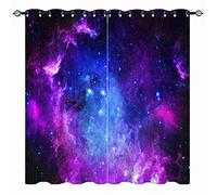 YUANZU Cortinas Galaxy - Space Purple Blue Print Pattern Ojal Blackout Aislamiento térmico y oscurecimiento de la habitación Cortinas para niños, niñas, Dormitorio, 2 Paneles de 117 cm x 183 cm