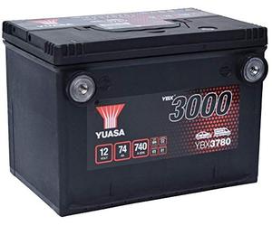 Yuasa YBX3780 - Batería de coche de alto rendimiento sellada de alto rendimiento, 12 V, 74 Ah, 740 CCA