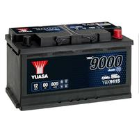 Yuasa YBX9115 12V 80Ah 800CCA Batería Coche AGM Start Stop | Optimizada Start-Stop, 360,000 Arranques, 317 x 175 x 190 mm, Compatible BMW, Audi, Ford