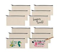 Yuattory 12 Bolsas de Lona en, Estuche de LáPices, Bolsas de Maquillaje de Lona, Bolsas de Lona con Cremallera, para Pintar, Escuela, Organizador