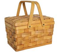 Yuattory Cesta de Picnic Estilo FrancéS Cestas de Pan Senderismo Caja de Almacenamiento Pastel DecoracióN de Mesa FotografíA Cesta de Comida de Mano -Color de Madera