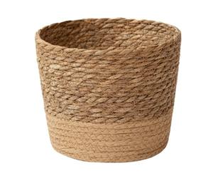 Yuattory Maceta de Flores Tejida de Paja, Cesta de Mimbre y Ratán para Almacenamiento, Macetero Tejido en Forma de L