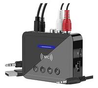 Yuattory Receptor Bluetooth 5.0 Transmisor FM EstéReo Aux 3.5Mm Jack RCA InaláMbrico NFC Adaptador de Audio Bluetooth para TV Pc Auriculares