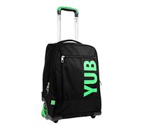 Yub Mochila con 3 Ruedas TROLLEY 3 WHEELS, URBAN FLUO, Negro y Verte - Mochila 2 en 1, Mochila Escolar con Carro, Crossover System - Bolso Escolar Niños y Adolescentes - Bolsillo Frontal Organizador