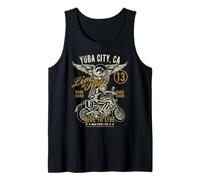 Yuba City California - Diseño retro desgastado de motocicleta Camiseta sin Mangas