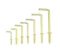 YUBAOLI Kit de ganchos de rosca en ángulo recto en forma de L, bañados en latón - Ganchos de curvatura cuadrada de 1/2" a 1-1/2" for colgar - for el hogar y la oficina(1 1-2 in 20pcs)