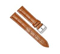 YUBAOLI watch straps,12/14/16/18/20/22/24mm Bamboo Grain Breathable Skin Friendly Cowhide Watch Strap with Installation Tools(Light Brown-Silver,14mm)