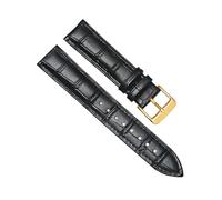 YUBAOLI watch straps,12/14/16/18/20/22/24mm Bamboo Grain Breathable Skin Friendly Cowhide Watch Strap with Installation Tools(Black-Gold,12mm)